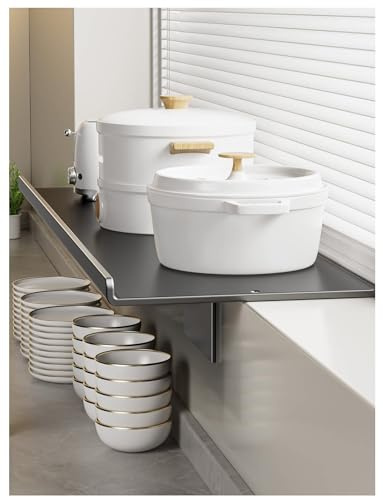 Extensor de alféizar de ventana, repisa de acero al carbono, estante for plantas, tablero de extensión for encimera con base magnética for cocina, baño(Grey,1.97x0.66ft/60x20cm)