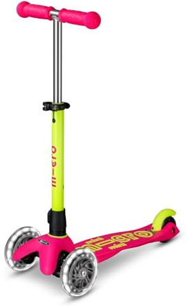 Micro Mini Deluxe LED | Kinderroller Premium 3 Räder mit batteriebetriebenen LED-Leuchten | Verstellbarer und Abnehmbarer Lenker | rutschfeste Plattform | Neigungsdrehung | Jungen und Mädchen | ab 2