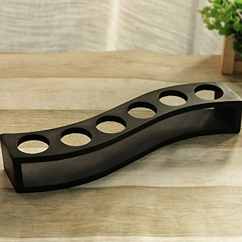 aqxreight Portavasos de bambú para 6 Vasos, Escritorio Resistente con Diseño de Ventilación para Botellas, Tazas y Decoración de Bares en Restaurantes, Cafeterías y Hogares (Agujero S6 negro)