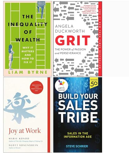 The Inequality of Wealth [Hardcover], Grit, Joy at Work [Hardcover] & Build Your Sales Tribe 4 Books Collection Set
