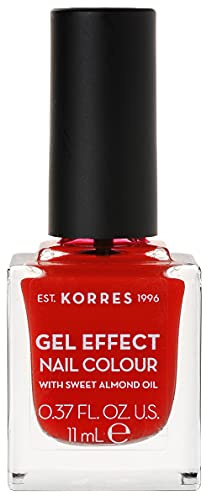 Korres Sweet Almond Nail Colour – 48 korallröd, veganskt nagellack med geleffekt, silikon och parabenfri, 11 ml