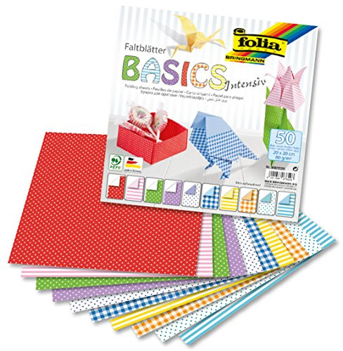 Faltblätter 80g/m², Basic Intensiv 20x20cm, 50 Blatt, 10 Motive sort.