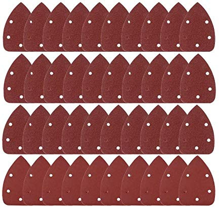 40 Pack Mouse Sanding Sheets Grit Mouse Detail Sander Pads Sandpaper Sheets Discs 140 mm with Five Holes for Polishing 60/80/120/240 Grits