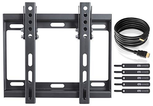 TV Wandhalterung für 23-42 Zoll (ca. 58-107cm) Flach & Curved LCD LED OLED Fernseher & TFT Monitor | Neigbar | Wand Halter Fernseher Halterung | VESA 75x75-200x200 | Schwarz