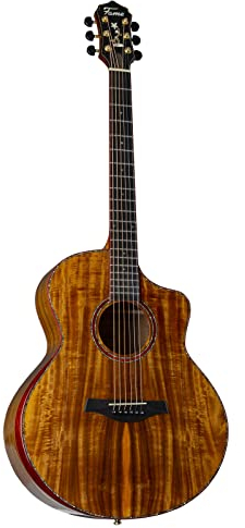 Fame Westerngitarre, Akustik-Gitarre mit Tonabnehmer, elektroakustische Gitarre, Grand Auditorium mit Cutaway und Natural Koa Decke, Koa Standard
