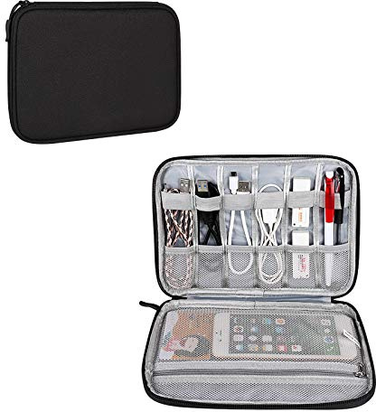Hosoncovy Electronic Accessories Organizer Bag Travel Bag Cable Organizer Bag USB Flash Drive Case Tablet Case for Ipad Tablet Phone Cables Earphone USB Thumb Stick Drive (Black)