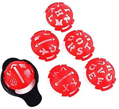 Yosoo Health Gear Golf Ball Linienmarkierung Schablone, 6-in-1 Buchstabenmuster, Markierungsausrichtungs Putting Werkzeug mit Markierungsbasis