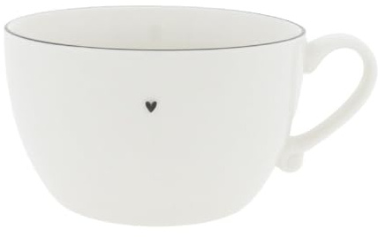 Bastion Collections Suppentasse Heart weiß mit schwarzem Herz D. 15cm für 900ml