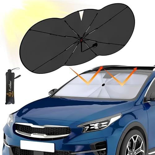 EcoNour Car Windshield Sunshade Umbrella | Foldable Windshield Sun Shade Cover | Front Car Window Shade for Maximum UV Rays & Heat Protection | 240T Polyester Umbrella Sunshade