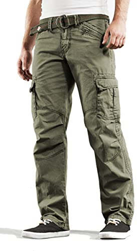 Timezone Herren Cargohose (W33/L32, Light Tank Green)