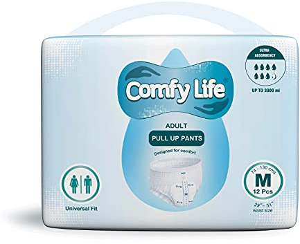 Comfy Life Premium Adult Diaper Incontinence Pull Up Pants – High Absorbency Adult Diapers for Women & Men - Adult Pull Up Nappy Pants for Comfort & Protection - Medium Pack of 12 Pants