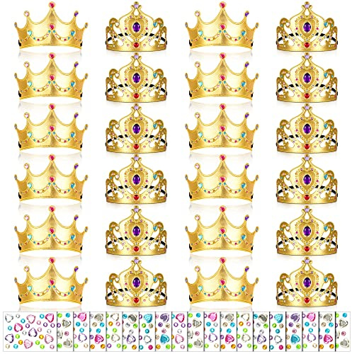 Yaomiao Otuuz 44 Pcs Birthday Foam Crowns for Kids Princess Tiaras King Hat Bulk Diamond Sticker Kits for Crown Party Supplies(Vintage Style)