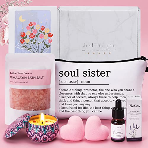 Birthday Pamper Gifts for Sister, Personalised Sister Gifts from Sister Brother Best Friend, Unique Self Care Package Relaxation Spa Pamper Box for Big/Little Sister, Soul Sister Gift Ideas for Women
