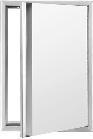 Karpevta Porta da cucina per esterni con maniglia da incasso, per barbecue, larghezza 61 cm, altezza 89 cm, porta da incasso per cucina esterna, porta a isola per barbecue in acciaio inox 304, porta