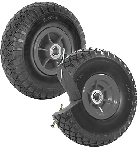 TRUTZHOLM 2X pannensicheres Sackkarrenrad 260x85mm Vollgummi 3.00-4 PU Ersatzrad für Sackkarre Rad Reifen 75mm Nabenlänge (Grau, versetzte 60 mm Nabe)
