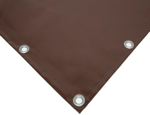 Telo Impermeabile Occhiellato da Esterno in PVC 650 gr/m² Tendone con Occhielli ogni 50 cm e Orlo di Rinforzo, Telo Plastica Impermeabile Antivento, Antipioggia, Antimuffa, MARRONE (5 x 10 m)