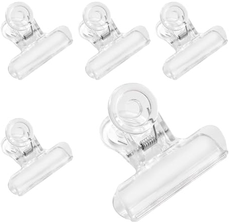 5 Pcs Clips De Bouledogue En Plastique, Clips À Puce Pinces À Clips En Transparent Clips De Charnières De Bouledogue Pinces À Petit Sac De Nourriture Pour Le Bureau À Domicile La Cuisine(L)