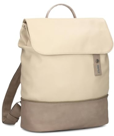 Zwei Damen City-Rucksack Jana JR13 Damenrucksack 7 Liter, sportlich-eleganter Look bicolor, DIN-A4 Größe, weiches Kunstleder, Rückenpolsterung, Hauptfach mit Reißverschluss (nubuk-cappuccino)