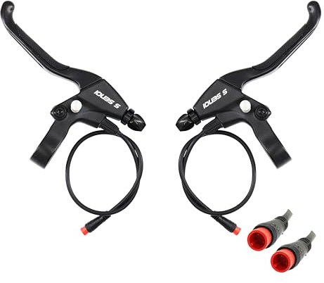 S SENQI E-Bike Brake Lever with Locking Button for Electric Bicycle E-Bike E-Scooter Electronic Tricycle Safety Control with Ergonomic Design Waterproof Wire 2-pin(1 Pair)