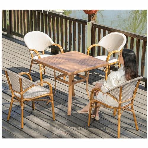 HESHEQ Balkonmöbel,Gartenmöbel Set,Balkonset for Hof,Versammlungen, Partys,Rattanset,Hochlehner,Stapelbar,Rundrattand,Bistroset,Braun,Outdoor,für Terrasse,Balkon,Garten (Size : A2)