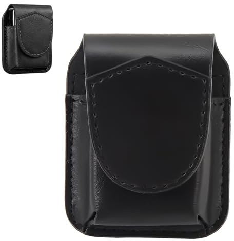 Tissting Accendino Pouch, Pelle Accendino Custodia Holder 7cm Accendino Storage Bag con Fibbia Magnetica, Custodia Protettiva, Custodia da Cintura in Pelle, Nero Slot Accendino per Donna, Uomo