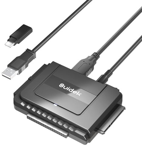 SUIDEK Adattatore da USB C a SATA IDE, adattatore per disco rigido IDE esterno per disco rigido universale da 2,5/3,5 pollici HDD/SSD, kit convertitore IDE/SATA con adattatore di alimentazione 12V/2A