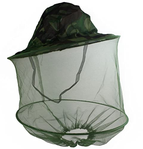 SHITOOMFE Mosquito Fly Insect Bee Fishing Mask Face Protect Hat Net for Professionals Beekeeper Camouflage Camouflage Beekeeping, Green