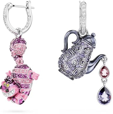 Alice au Pays des Merveilles - Chat et Théière - Boucles d'Oreilles - Swarovski