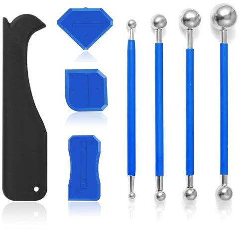 Lot de 8 extracteurs de joints en silicone - Kit de grattoirs en silicone - Extracteur de joints - Pour salle de bain et cuisine