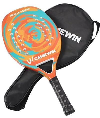 Racchetta da spiaggia – Racchetta da tennis robusta, racchetta in fibra di carbonio | Racchetta da leggera in carbonio con schiuma EVA, racchetta da paddle tennis resistente con borsa, per sport