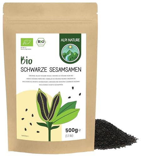 Alpi Nature Sesamkörner Schwarz BIO 500g, bio Sesam schwarz, schwarzer Sesam, schwarzer Sesamkörner, Sesamsamen roh