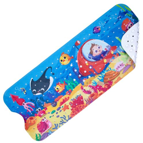 WELTRXE Badewannenmatten rutschfest Kinder 100x40cm, BPA-frei PVC-Duschmatte mit Saugnäpfen, Antirutschmatte Badewanne, Maschinenwaschbar