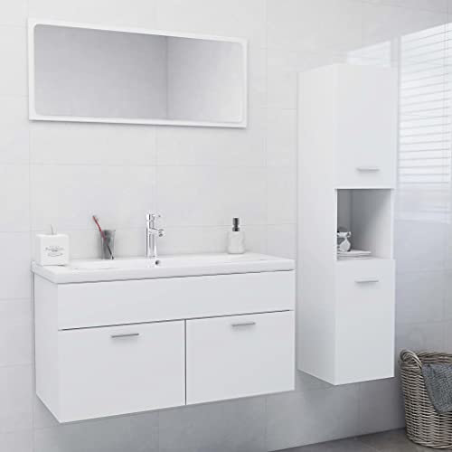 Lauuoeriau Möbelartikel Home Badmöbel-Set Weiß Holz-Möbel