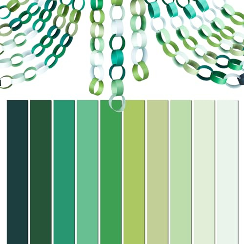 CHRORINE 600 tiras de papel coloridas para decoraciones de fiesta de cumpleaños, suministros de manualidades (verde, 1 x 7.1 pulgadas)