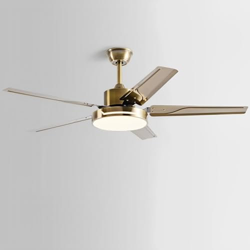 Ventilador de Techo Industrial con luz, silencioso, de 6 velocidades, de Metal, con luz LED de 48 W, Control Remoto e Interruptor de Pared para Sala de Estar y Dormitorio.