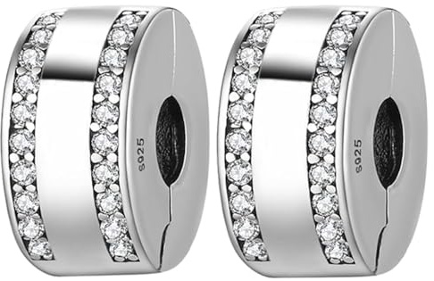 Doyafer 925 Sterling Silber Clips Charms Sicherheitskette Set Silikon Spacer Perlen Stpper Charms für Armbänder Frauen Freunde Geschenk