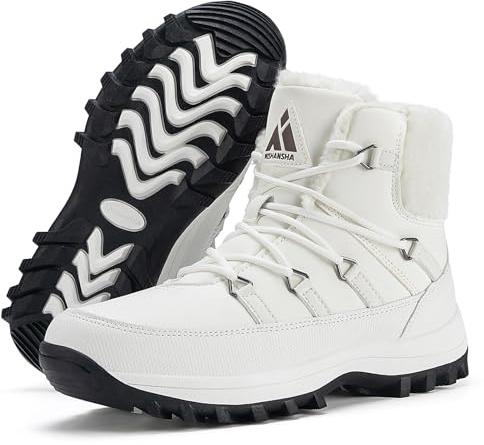 Mishansha Botas de Nieve Mujer Forradas Calentitas Zapatos de Invierno Botines, Blanco 39