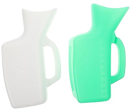 Healvian 2 Stück-pack Weibliches Urinal aus Kunststoff 1000ml Tragbarer Urinbehälter mit Gutem Verschluss für Camping und Reise