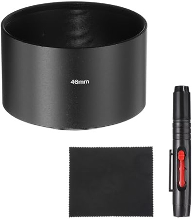 PATIKIL Paraluce Per Obiettivo 46mm Tappo Fotocamera In Metallo Nero | Standard, A Vite Lunga Montatura, Con Panno Di Pulizia E Penna Di Pulizia