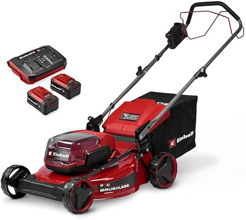Einhell Akku-Rasenmäher GC-cm 36/51 S Li BL (2x5,2Ah) | PXC | 36 V | 51 cm Schnittbreite | bis 750 m² | Brushless | 50-L-Fangkorb | 2x 5,2 Ah Akku & Twincharger