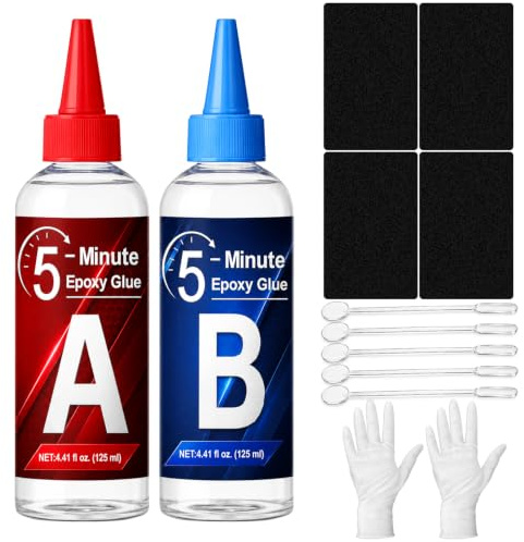 INNOVAYOU 5 Minutos Pegamento Epoxi 250ml, Transparente Alta Resistencia Tenacidad y Durabilidad, Epoxi 2 Componentes Para la Restauración de Azulejos, Metales, Cerámica, Plásticos, Madera