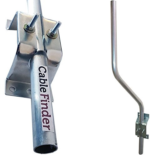 3’ Cranked ‘SWAN’ Neck Pole/Mast & Wall Clamp Facia Bracket - TV/Sky/Freesat Satellite/Aerial – OUTDOOR RATED Gutter/Loft/Attic/Caravan Mount Kit - Loops