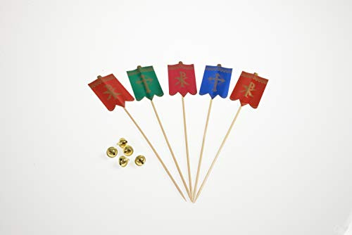 Hobbybäcker - Fahne und Glöckchen für Osterlamm - Je 5 Stück - Goldene, kleine Glocken und Fähnchen mit Holzstiel