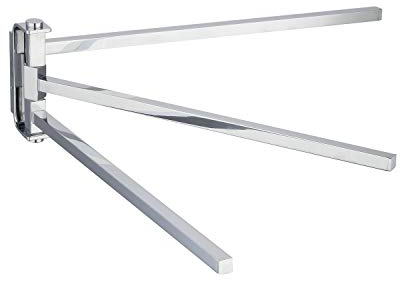 Beelee BA1203 - Portasciugamani girevole a 3 barre per cucina/bagno, ottone, cromato lucido