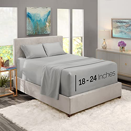 Nestl Twin Size,4 Piece Sheet Set,Extra Deep Pocket (18-24 inches/45-61cm), Microfiber, Cooling, Hotel yx, Soft, Breathable, Wrinkle Resistant, Easy To Care, Light Grey