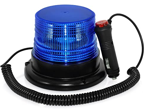 Gyrophare Bleu LED, Phare d’Avertissement Clignotant magnétique pour véhicule avec Prise Allume-Cigare 12-80V