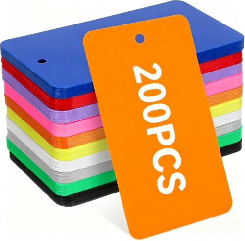 NUOBESTY 200pcs Plastic Labeling Tags with Holes Blank Waterproof Inventory Asset Identification Price Plant Tree Tags Markers Signs Nursery Garden Labels （Random Color）
