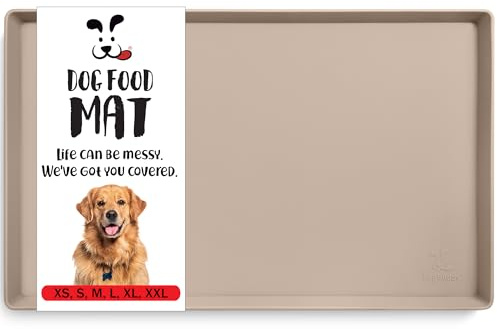 DogBuddy Hundefuttermatte, wasserdichte Hundenapfmatte, Silikon Hundematte für Futter und Wasser, Haustierfuttermatte mit Kanten, Hundefuttermatten für Böden, Welpenbedarf - XXL (32x24), Taupe