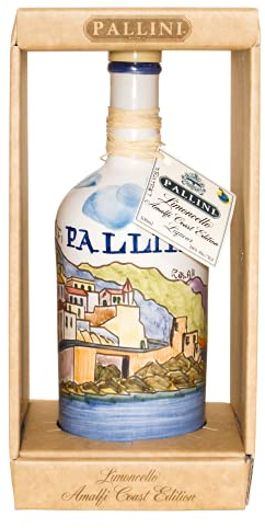 Pallini Limoncello IGP - 500 ml + astuccio: edizione limitata in ceramica handmade. Infuso del pregiato Limone Costa D'Amalfi IGP – Senza ingredienti artificiali – 28% ABV.