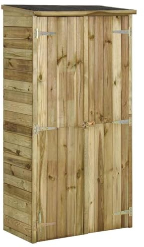 Susany Geräteschuppen Holz-Lagerschuppen Geräteschuppen mit 3 Regale Aufbewahrungsschuppen Gartenschrank Holzschrank Witterungs- und verrottungsbeständig Kiefernholz 85×48×177 cm